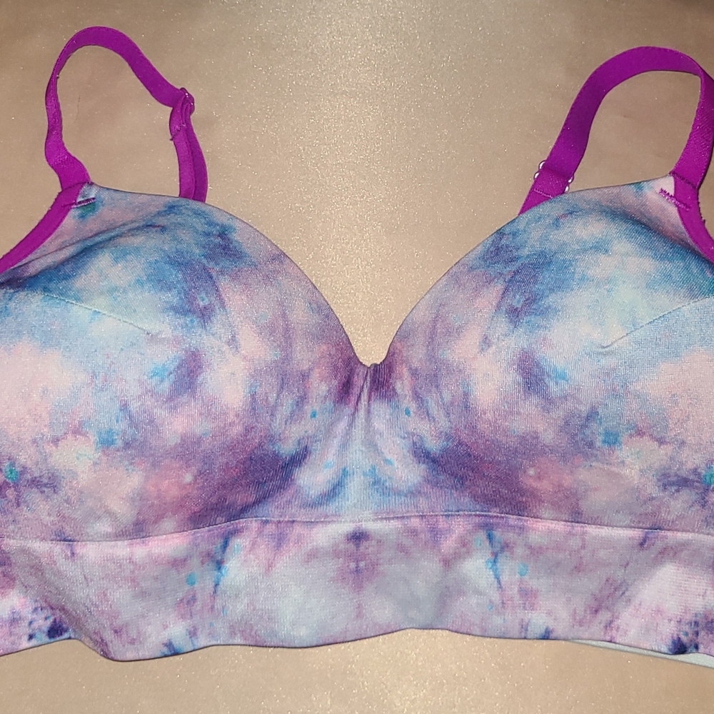 No Boundaries Purple and Blue Tie-Dye Bra